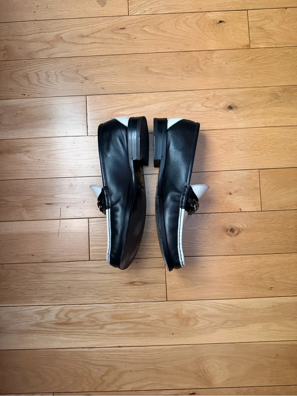 Roberto Cavalli Black and White Leather Loafers